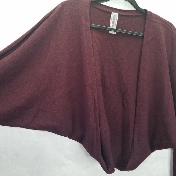 Yoana Baraschi Shrug Women's S Wool Blend Batwing Sleeve Burgundy Long Sleeve - Picture 6 of 12